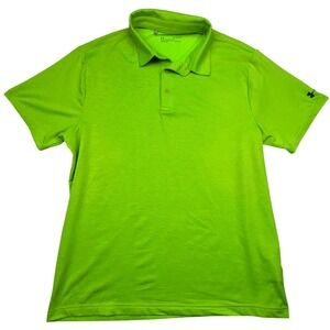 Under Armour Mens HeatGear Loose Fit Polo Shirt XL Neon Green Heather Activewear